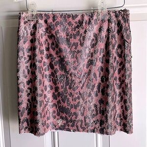 Sale‼️ NWOT New Free People Pink Sequin Cheetah Mini Skirt New In Packaging NEW